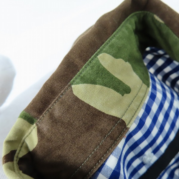 実際に弊社で買取させて頂いたSOPHNET./ソフネット パッチワーク ギンガムチェック 迷彩/カモフラ ボタンダウンシャツ/Mの画像 4枚目