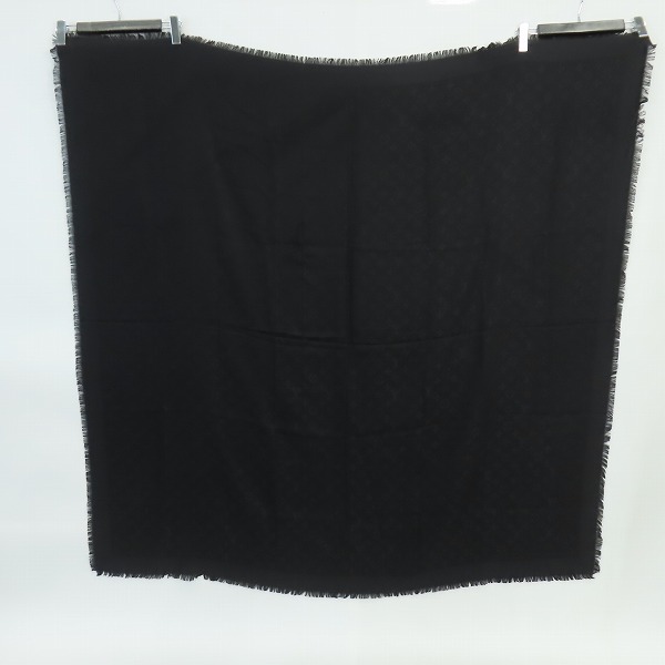 実際に弊社で買取させて頂いた【JPタグ】LOUIS VUITTON/ルイヴィトン ショール・モノグラム シルク/ウール混 大判ストール ブラック M71329の画像 5枚目