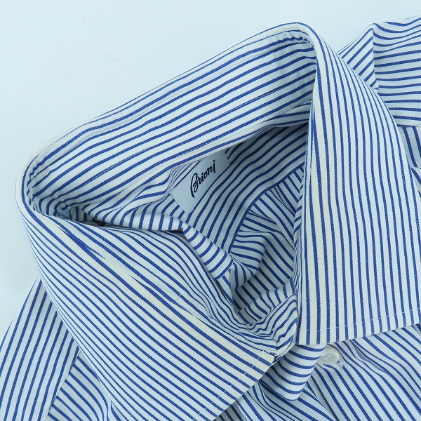 実際に弊社で買取させて頂いたBrioni/ブリオーニ コットン ブルーストライプ 長袖 ボタンシャツ/43の画像 7枚目