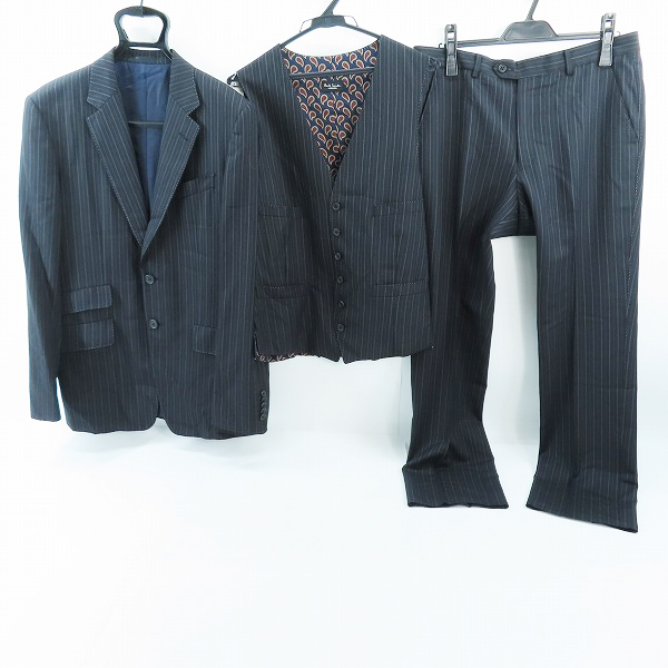 実際に弊社で買取させて頂いたPaul Smith LONDON×Ermenegildo Zegna/ポールスミス×エルメネジルドゼニア 3ピース ストライプ セットアップ スーツ L/XL