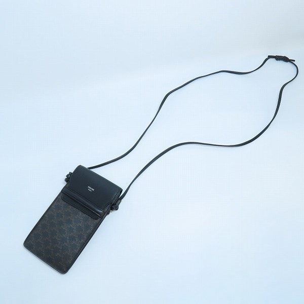 実際に弊社で買取させて頂いたCELINE/セリーヌ モバイルポーチ フォンショルダー トリオンフ ブラック 10G332CQD.38SIの画像 8枚目