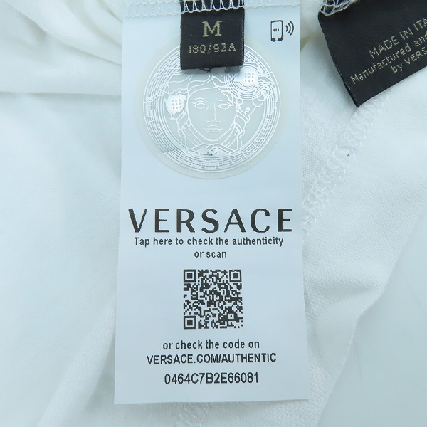 実際に弊社で買取させて頂いた【JPタグ】VERSACE/ヴェルサーチ コットン メデューサ ロゴ 半袖 Tシャツ ホワイト A83097/Mの画像 3枚目