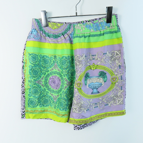 実際に弊社で買取させて頂いたVERSACE/ヴェルサーチ バロック/ヒョウ 総柄 シルク ハーフパンツ/ショーツ A84097/44