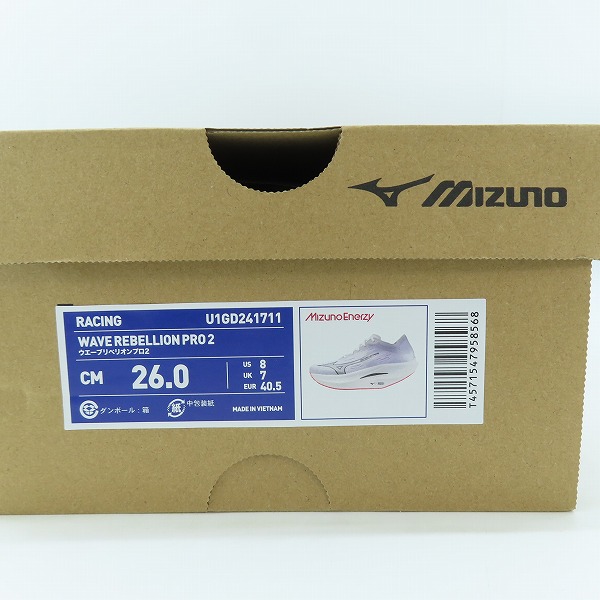 実際に弊社で買取させて頂いた【未使用】MIZUNO/ミズノ WAVE REBELLION PRO2/ウエーブ リベリオン プロ2 U1GD241711/26の画像 8枚目