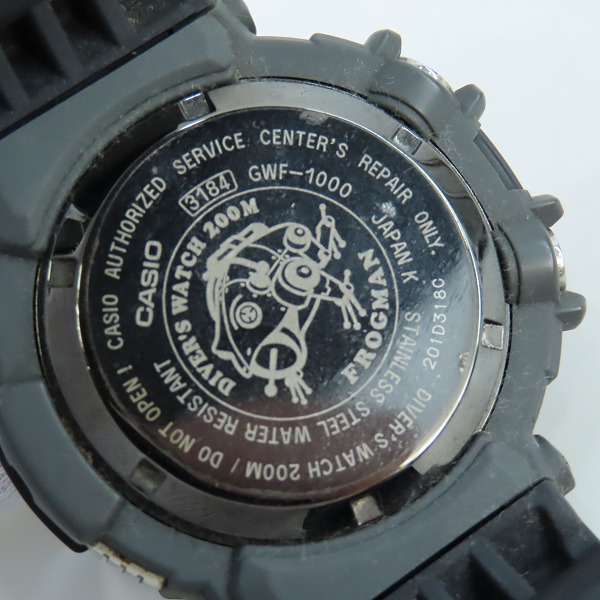 実際に弊社で買取させて頂いたG-SHOCK/Gショック FROGMAN/フロッグマン Master of G/マスターオブG ソーラー電波時計 GWF-1000-1JFの画像 3枚目