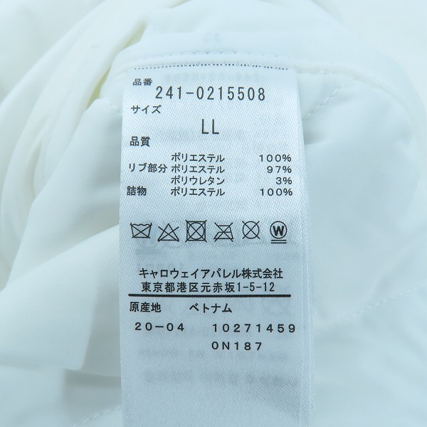 実際に弊社で買取させて頂いた【未使用】Callaway/キャロウェイ ゴルフウェア 中綿 クルーネックブルゾン/ホワイト/241-0215508/LLの画像 3枚目