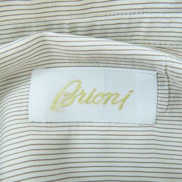 実際に弊社で買取させて頂いたBrioni/ブリオーニ コットン ストライプ 長袖 ボタンシャツ ホワイト×ブラウン/43の画像 2枚目