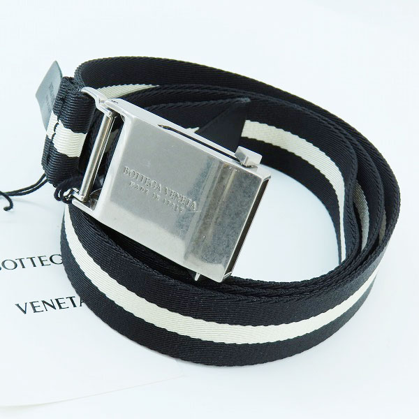 実際に弊社で買取させて頂いた【未使用】BOTTEGA VENETA/ボッテガヴェネタ リボンストラップ ボーダー ライン ベルト 629663 VBWJ1 1221