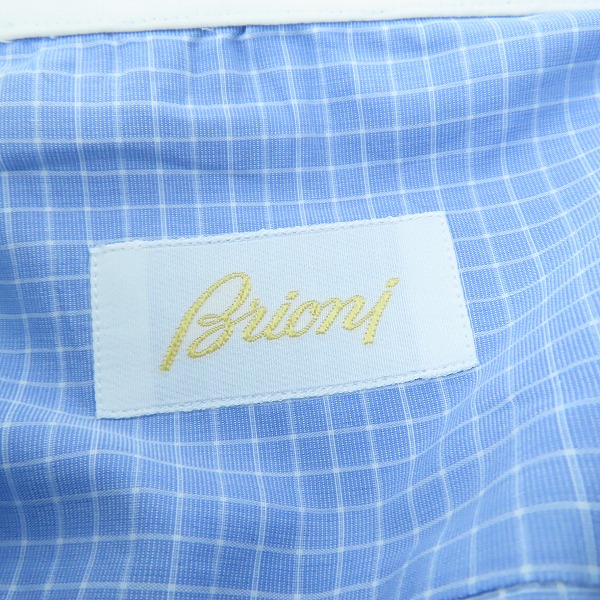 実際に弊社で買取させて頂いたBrioni/ブリオーニ コットン チェック 長袖 ボタンシャツ ブルー×ホワイト/43の画像 2枚目