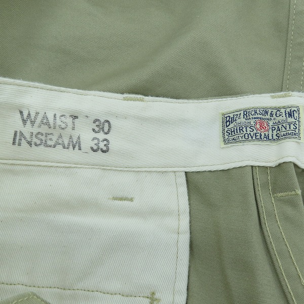 実際に弊社で買取させて頂いたBUZZ RICKSON'S/バズリクソンズ チノパンツ/ワークパンツ BR40025/W30の画像 2枚目