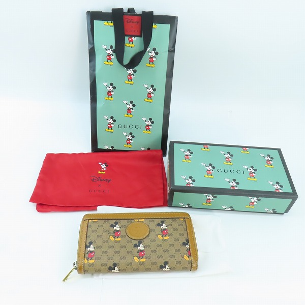 実際に弊社で買取させて頂いたGucci×Disney/グッチ×ディズニー GGスプリーム ミッキー ラウンドジップ 長財布 602532の画像 8枚目