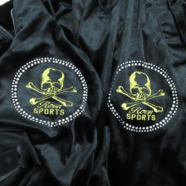 実際に弊社で買取させて頂いたRoenSPORTS/ロエン スポーツ スカル刺繍/スワロフスキー ベロア パーカー/パンツ セットアップ/Lの画像 6枚目