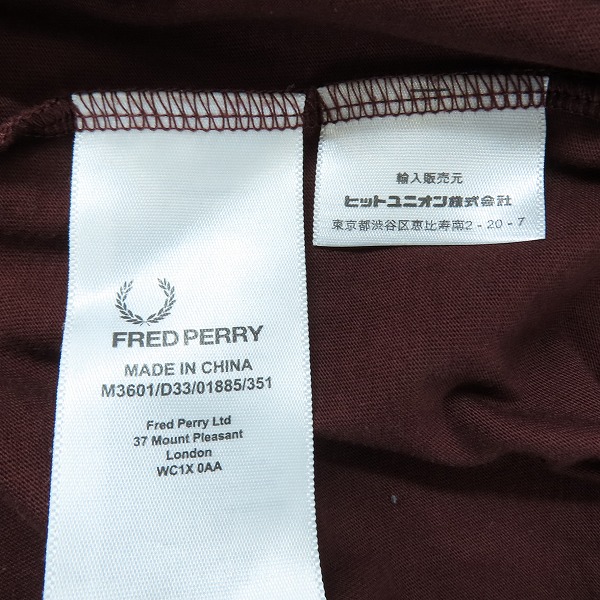 実際に弊社で買取させて頂いたFRED PERRY/フレッドペリー 半袖Tシャツ M3601/Lの画像 3枚目