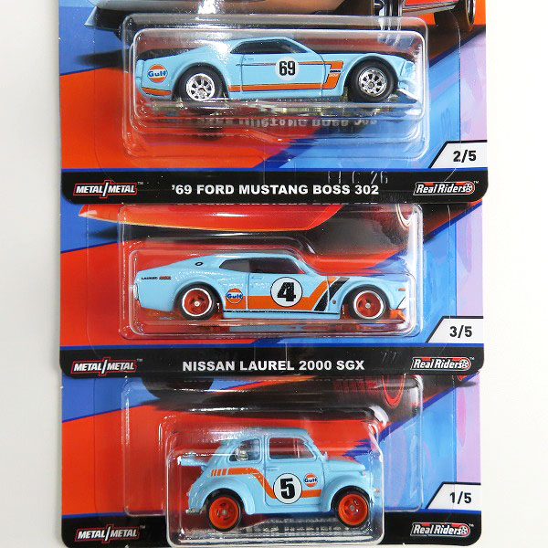実際に弊社で買取させて頂いた(1)【未開封】Hot Wheels/ホットウィール Gulf/ガルフ 60s FIAT 500D MODIFICADO/69 FORD MUSTANG/LAUREL 2000 SGX 3点セットの画像 2枚目