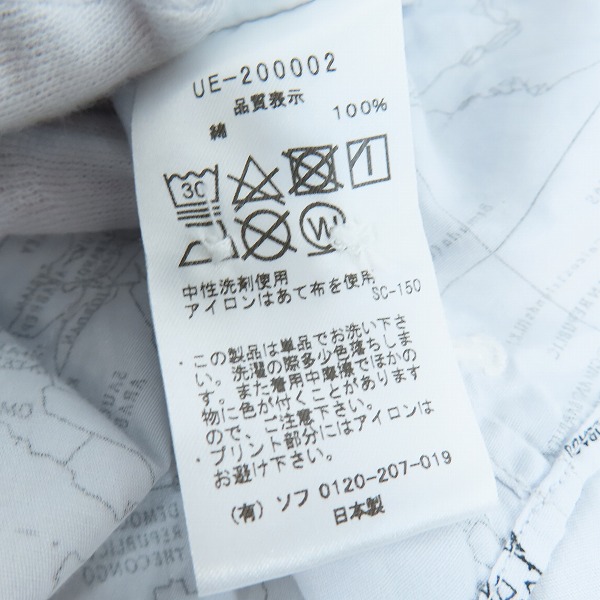 実際に弊社で買取させて頂いたuniform experiment/ユニフォームエクスペリメント WORLD MAP shirt 世界地図 ボタンダウンシャツ UE-200002/3の画像 3枚目