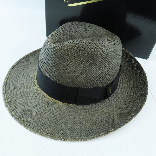 実際に弊社で買取させて頂いたBorsalino/ボルサリーノ 中折れ パナマハット ストローハット リボン/59