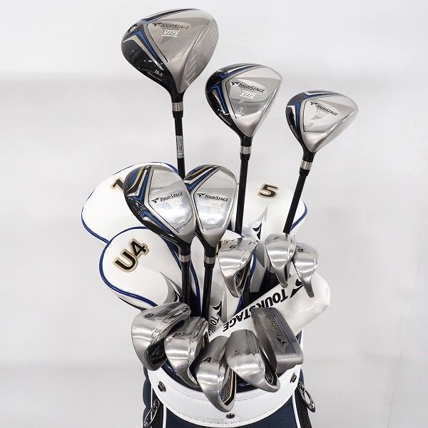 実際に弊社で買取させて頂いたBRIDGESTONE/ブリヂストン TOUR STAGE/ツアーステージ V773 メンズ ゴルフクラブ 13本セット FLEX:R キャディバッグ付