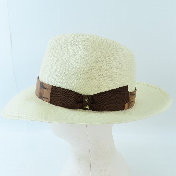 実際に弊社で買取させて頂いたBorsalino/ボルサリーノ 中折れ パナマハット ストローハット リボン ワニ革 リボン/59の画像 2枚目