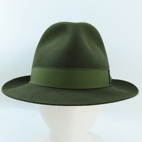 実際に弊社で買取させて頂いたBorsalino/ボルサリーノ 兎毛 リボン フェルト ハット カーキ/59の画像 1枚目