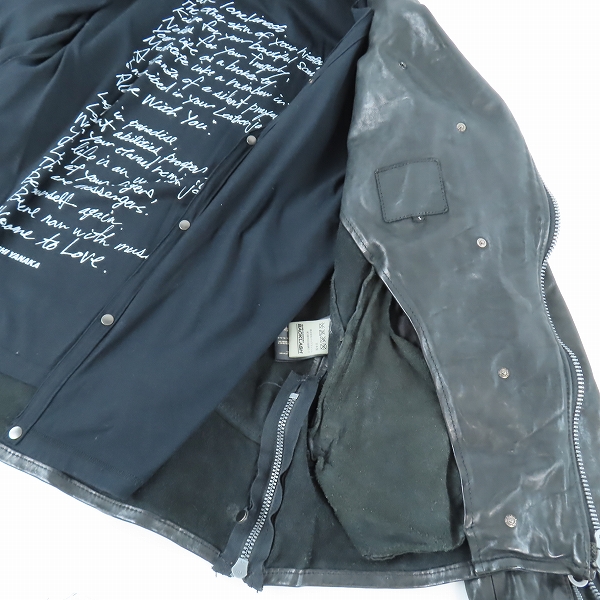 実際に弊社で買取させて頂いたISAMU KATAYAMA BACKLASH/イサムカタヤマバックラッシュ イタリアン ダブルショルダー製品染めダブルライダース 1254-02/Sの画像 8枚目