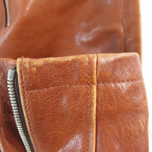 実際に弊社で買取させて頂いたNO ID./ノーアイディー シープレザーベジタブルシングルライダースジャケット 843030-639L /2の画像 8枚目