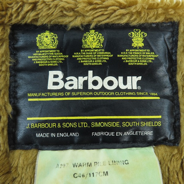 実際に弊社で買取させて頂いたBarbour/バブアー A297 WARM PILE LINING 旧3ワラント パイルライナーベスト 英国製 C48/117cmの画像 2枚目