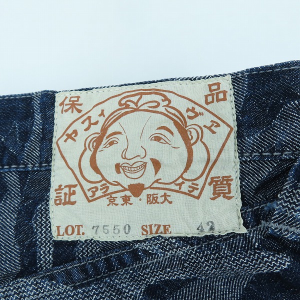 実際に弊社で買取させて頂いたEVISU/エヴィス Lot.7550 総柄 ショート デニムパンツ 42の画像 4枚目