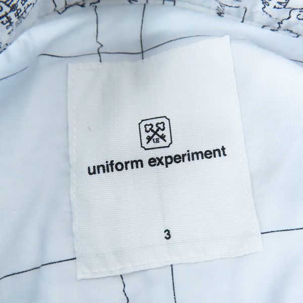 実際に弊社で買取させて頂いたuniform experiment/ユニフォームエクスペリメント WORLD MAP shirt 世界地図 ボタンダウンシャツ UE-200002/3の画像 2枚目