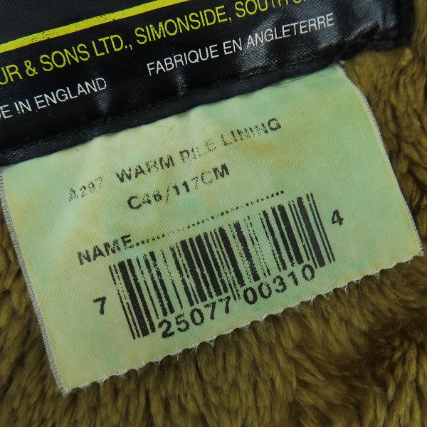 実際に弊社で買取させて頂いたBarbour/バブアー A297 WARM PILE LINING 旧3ワラント パイルライナーベスト 英国製 C48/117cmの画像 3枚目