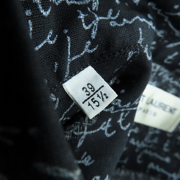 実際に弊社で買取させて頂いた【JPタグ】SAINT LAURENT/サンローラン JE T'AIME 総柄プリント ウールシャツ 481867 Y332R Size：39の画像 4枚目