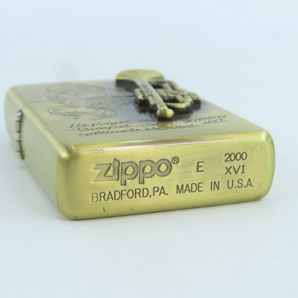 実際に弊社で買取させて頂いたZIPPO/ジッポー JAZZ/ジャズ トランペット メタル貼り 2000年製の画像 2枚目