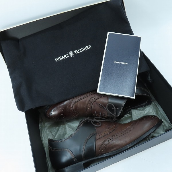 実際に弊社で買取させて頂いたMIHARA YASUHIRO/ミハラヤスヒロ コンビレザー ウイングチップシューズ/25の画像 7枚目