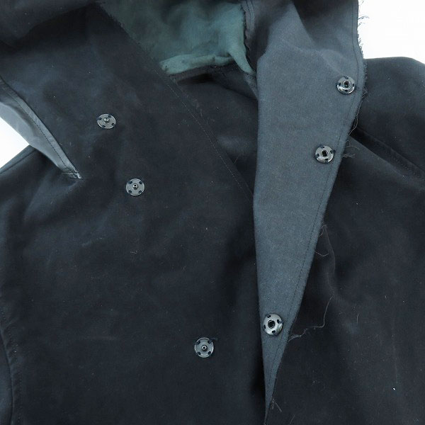 実際に弊社で買取させて頂いたISAMU KATAYAMA BACKLASH/バックラッシュ ラムレザー 切替 フーデッドコート 1471-03/ブラック/Mの画像 4枚目