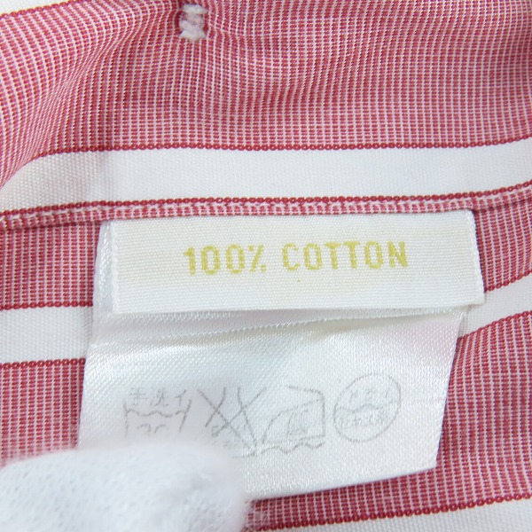 実際に弊社で買取させて頂いたBrioni/ブリオーニ ストライプ コットン 長袖 ボタンシャツ レッド×ホワイト/Ⅴの画像 4枚目