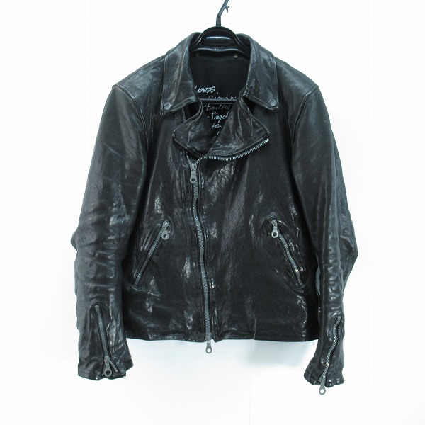 実際に弊社で買取させて頂いた ISAMU KATAYAMA BACKLASH/バックラッシュ イタリアン ダブルショルダー製品染めダブルライダース 1254-02/Lの画像 1枚目