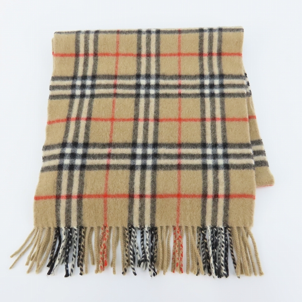 実際に弊社で買取させて頂いたBurberrys/バーバリー 90s カシミヤ ノバチェック フリンジマフラー