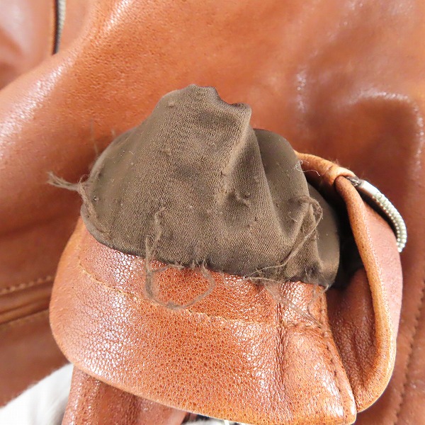 実際に弊社で買取させて頂いたNO ID./ノーアイディー シープレザーベジタブルシングルライダースジャケット 843030-639L /2の画像 7枚目