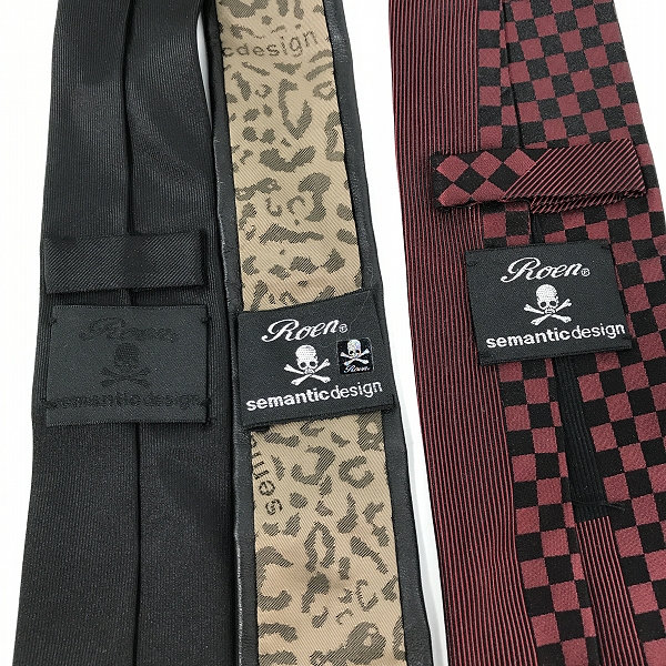 実際に弊社で買取させて頂いた【おまとめ】Roen×semantic design/ロエン×セマンティックデザイン 総柄/レザー/レオパード柄 ネクタイの画像 2枚目