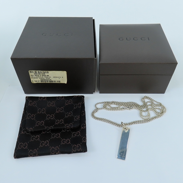 実際に弊社で買取させて頂いたGUCCI/グッチ Wチェーンペンダントネックレス 刻印ロゴバープレート/ダブルボールチェーン 09840 925SVの画像 8枚目