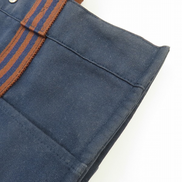 実際に弊社で買取させて頂いたHERMES/エルメス エールライン キャンバス トートバッグ/ハンドバッグ ネイビーの画像 9枚目