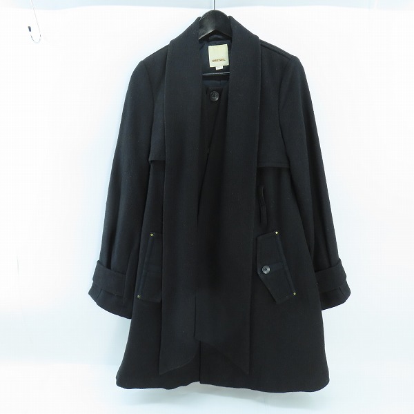 実際に弊社で買取させて頂いた【JPタグ】DIESEL/ディーゼル ボウタイ付き コート ブラック/S