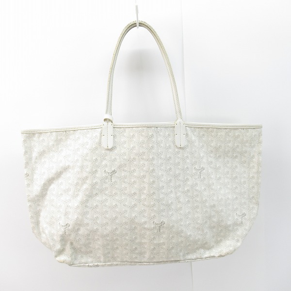 実際に弊社で買取させて頂いたGOYARD/ゴヤール サンルイPM PVC×レザー トートバッグ ホワイト ポーチ付