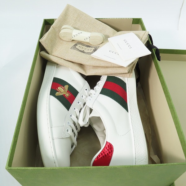 実際に弊社で買取させて頂いたGUCCI/グッチ ACE BEE エース エンブロイダリー ロートップ スニーカー 429446 9.5の画像 8枚目