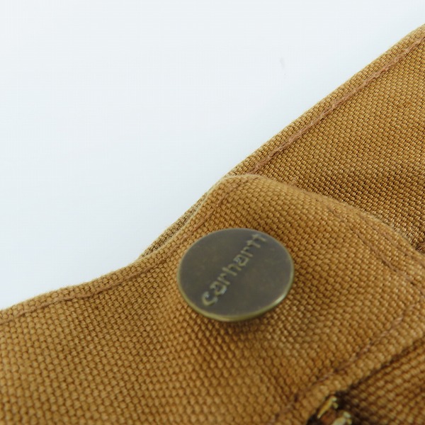 実際に弊社で買取させて頂いたCarhartt/カーハート WASHED-DUCK DOUBLE-FRONT WORK DUNGAREE ダック ダブルニー ペインター パンツ B136-BRN/36×30の画像 5枚目