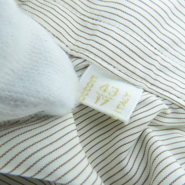 実際に弊社で買取させて頂いたBrioni/ブリオーニ コットン ストライプ 長袖 ボタンシャツ ホワイト×ブラウン/43の画像 4枚目