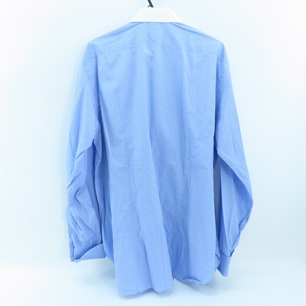 実際に弊社で買取させて頂いたBrioni/ブリオーニ コットン チェック 長袖 ボタンシャツ ブルー×ホワイト/43の画像 1枚目