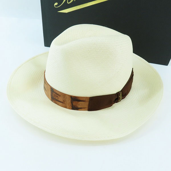 実際に弊社で買取させて頂いたBorsalino/ボルサリーノ 中折れ パナマハット ストローハット リボン ワニ革 リボン/59