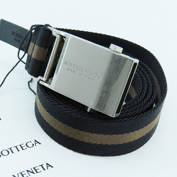 実際に弊社で買取させて頂いた【未使用】BOTTEGA VENETA/ボッテガヴェネタ リボンストラップ ボーダー ライン ベルト 629663 VBWJ1 8552