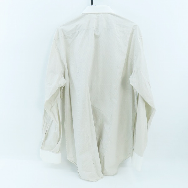 実際に弊社で買取させて頂いたBrioni/ブリオーニ コットン ストライプ 長袖 ボタンシャツ ホワイト×ブラウン/43の画像 1枚目