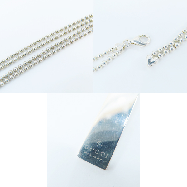 実際に弊社で買取させて頂いたGUCCI/グッチ Wチェーンペンダントネックレス 刻印ロゴバープレート/ダブルボールチェーン 09840 925SVの画像 5枚目